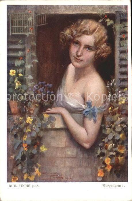 Verlag Galerie Wiener Kuenstler Nr. 472 Rud. Fuchs Morgengruss Frau Blumen