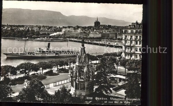 Dampfer Seitenrad Geneve Monument Brunswick