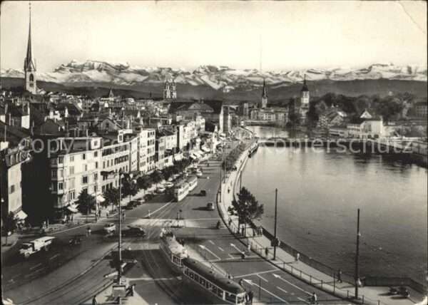 Strassenbahn Zürich Limmatquai Glarneralpen
