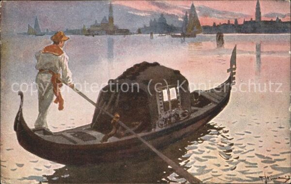 Venezia Venedig La Gondela Künstlerkarte