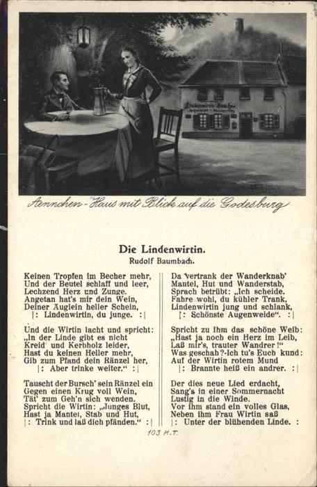 Liederkarte Die Lindenwirtin Godesburg Ännchen-Haus