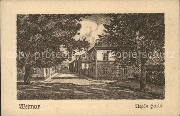 Liszt Franz Komponist Haus Weimar Federzeichnung Rudi Müller