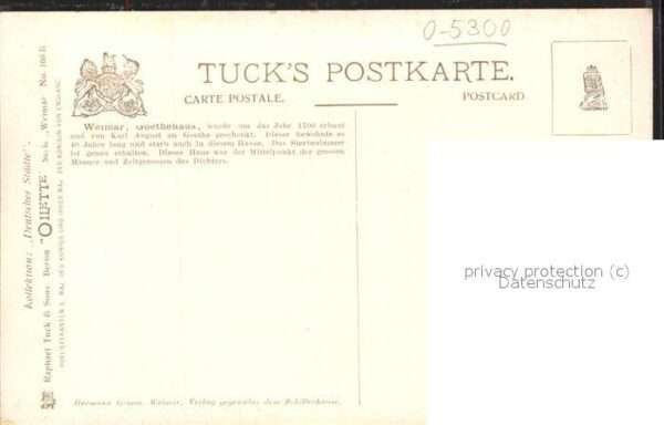 Verlag Tucks Oilette Nr. 168 B Weimar Goethehaus – Bild 2