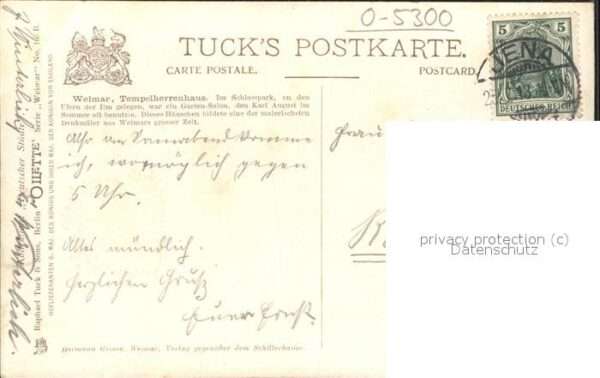 Verlag Tucks Oilette Nr. 168 B Weimar Tempelherrenhaus Park – Bild 2