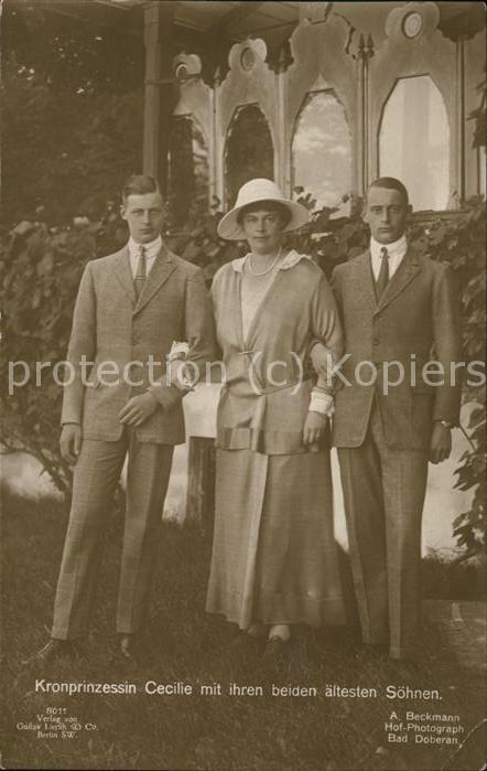 Adel Preussen Kronprinzessin Cecilie mit Söhnen
