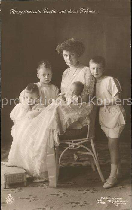 Adel Preussen Kronprinzessin Cecilie mit Söhne