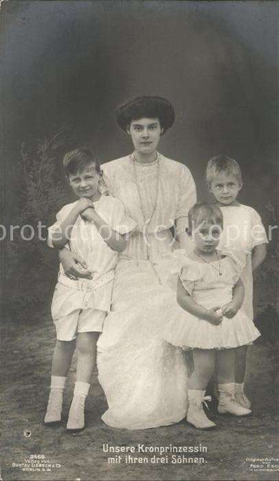 Adel Preussen Kronprinzessin Cecilie mit Söhne