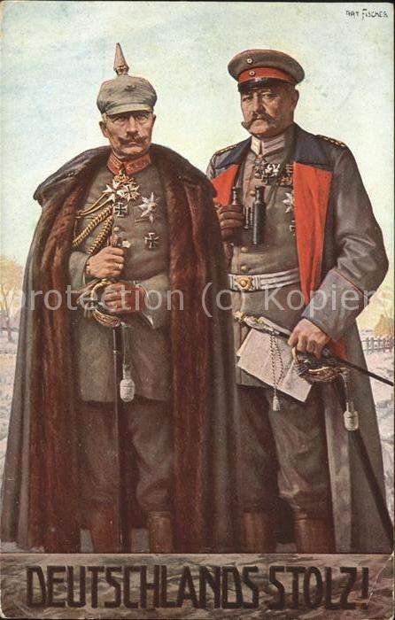 Hindenburg Wilhelm II. Künstlerkarte Fischer