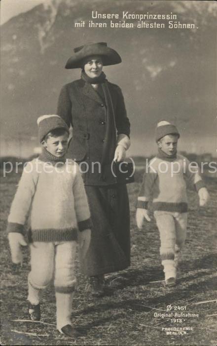 Adel Preussen Kronprinzessin Cecilie mit Söhne