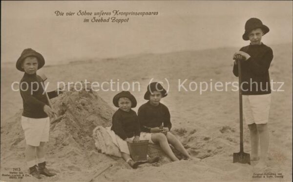 Adel Preussen Söhne des Kronprinzenpaares Seebad Zopp