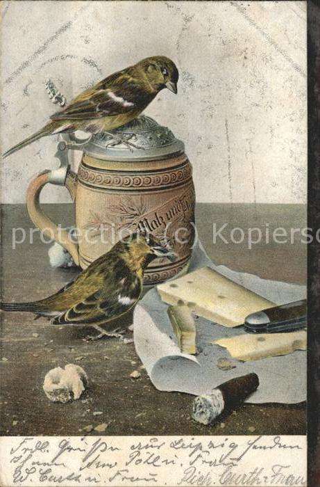 Zigarre Vögel Bierkrug Käse
