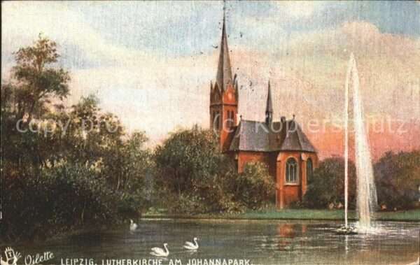 Verlag Tucks Oilette Nr. 180 B Leipzig Lutherkirche am Johannpar