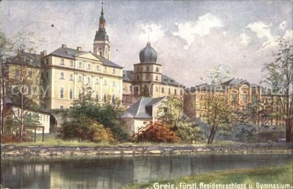 Verlag WIRO Wiedemann Nr. 1108 Greiz Residenzschloss und Gymnasiu