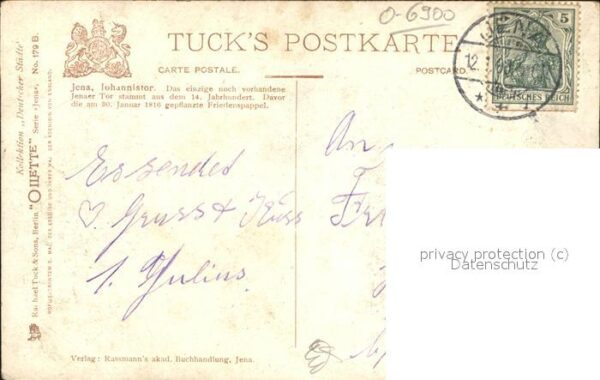 Verlag Tucks Oilette Nr. 179 B Jena Johannistor – Bild 2