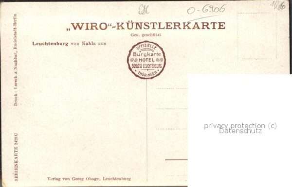 Verlag WIRO Wiedemann Nr. 2428C Leuchtenburg von Kahla aus – Bild 2