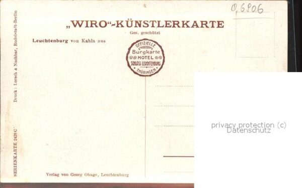 Verlag WIRO Wiedemann Nr. 2428 C Leuchtenburg von Kahla aus – Bild 2