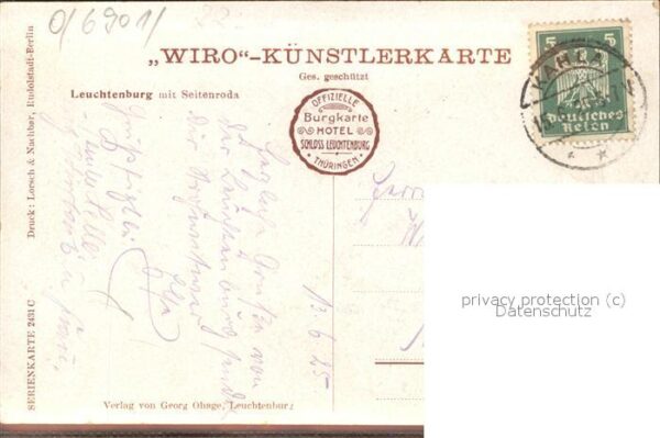 Verlag WIRO Wiedemann Nr. 2431 C Leuchtenburg Seitenroda – Bild 2