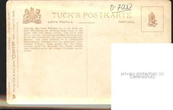 Verlag Tucks Oilette Nr. 180 B Leipzig Rathaus – Bild 2