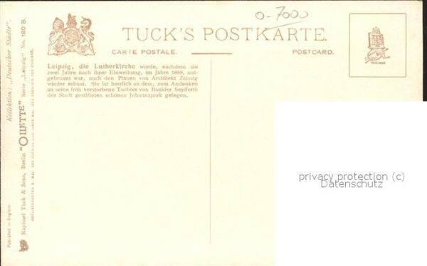 Verlag Tucks Oilette Nr. 180 B Leipzig Lutherkirche – Bild 2