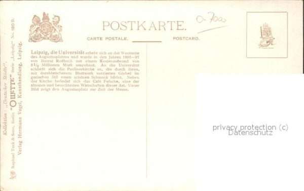 Verlag Tucks Oilette Nr. 180 B Leipzig Universität Augustusplatz – Bild 2