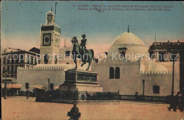 Alger Algerien Statue du duc d_Orleans Monument Mosque