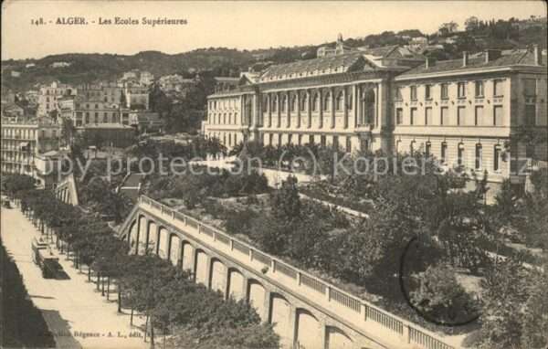 Alger Algerien Les Ecoles Superieures Stempel auf AK