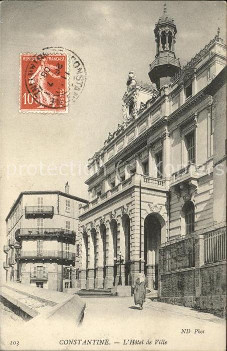 Constantine Algerien Hotel de Ville Stempel auf AK