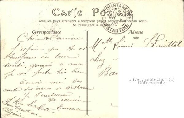 Constantine Algerien Hotel de Ville Stempel auf AK – Bild 2