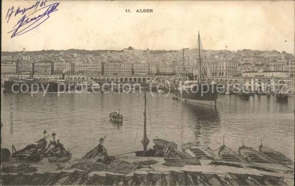 Alger Algerien Vue generale Port Bateaux Vapeur