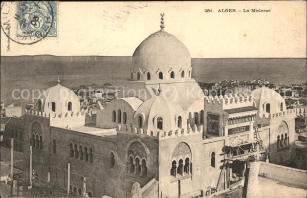 Alger Algerien La Medersa Stempel auf AK