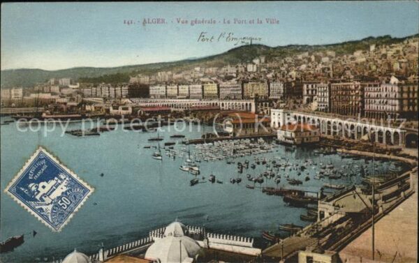 Alger Algerien Vue generale Port Bateaux Stempel auf A