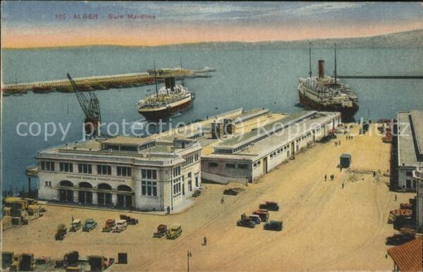 Alger Algerien Gare Maritime Bateaux Vapeur