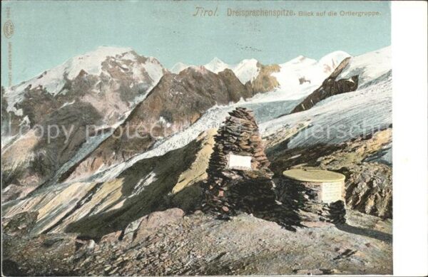 Dreisprachenspitze Blick auf die Ortlergruppe Gebirgspanor