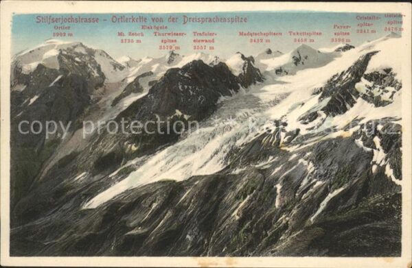 Stilfserjoch Passo dello Stelvio Stilfserjochstrasse Ortlerkette Blick v