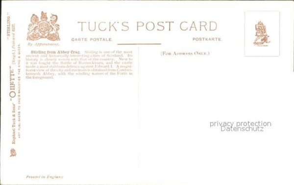 Verlag Tucks Oilette Nr. 6157 Stirling from Abbey Crag – Bild 2