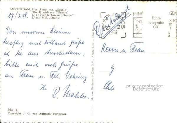 Dampfer Oceanliner M.S. Oranje Amsterdam – Bild 2