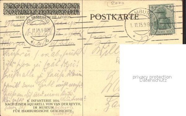 Infanterie Jaeger zu Fuss WK1 Künstlerkarte Van der Reyth Museum Hamb – Bild 2