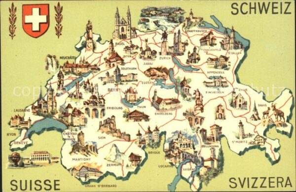 Helvetia Schweiz Landkarte