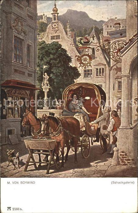 Verlag Ackermann Kuenstlerpostkarte Nr. 2166 b M. von Schwind Die Hochzeitsreis