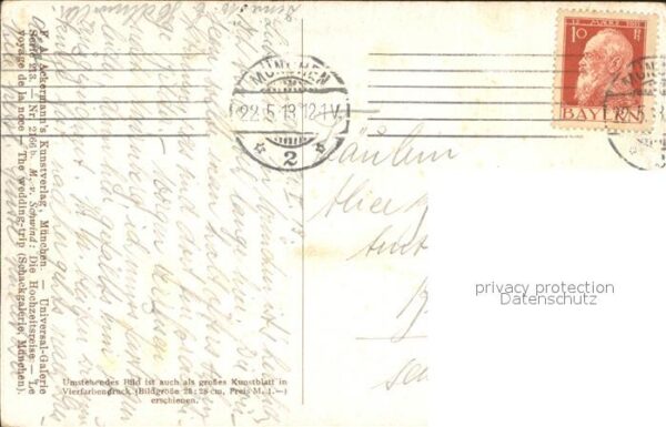 Verlag Ackermann Kuenstlerpostkarte Nr. 2166 b M. von Schwind Die Hochzeitsreis – Bild 2