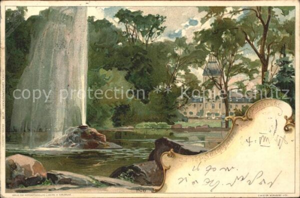 Kley Schlossgarten Karlsruhe Litho