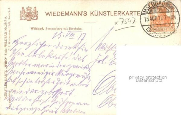 Verlag WIRO Wiedemann Nr. 2747 A Wildbad Sommerberg Bergbahn – Bild 2