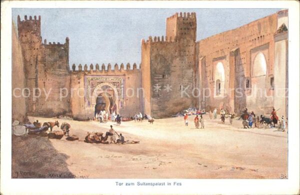Fes Tor Sultanspalast Künstlerkarte Nr. 17