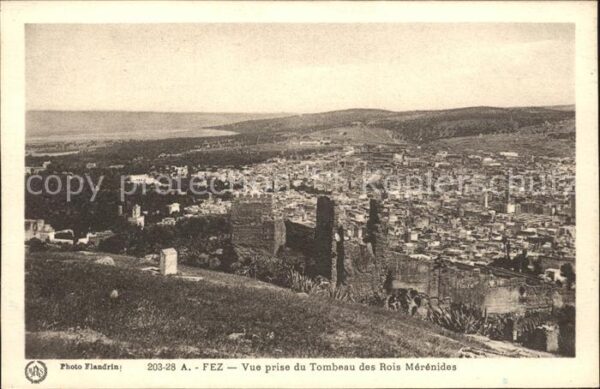 Fes Fez Maroc Vue prise Tombeau Rois Merenides