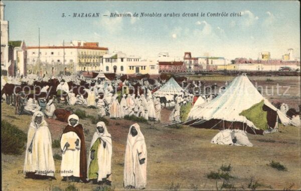 Mazagan Reunion Notables arabes devant le Contr