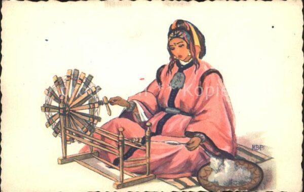 Maroc Marokko Femme rouet
