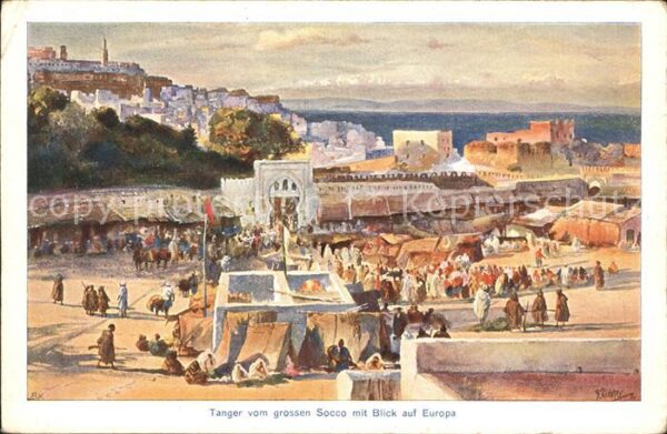 Tanger Tangier Tangiers v. grossen Socco Blick auf Europa Künst