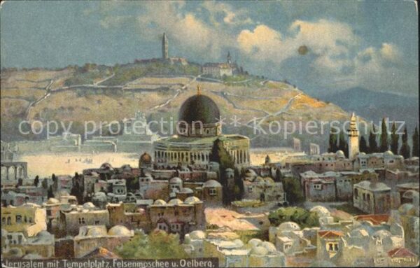 Jerusalem Yerushalayim mit Tempelplatz Felsenmosche und Oelber