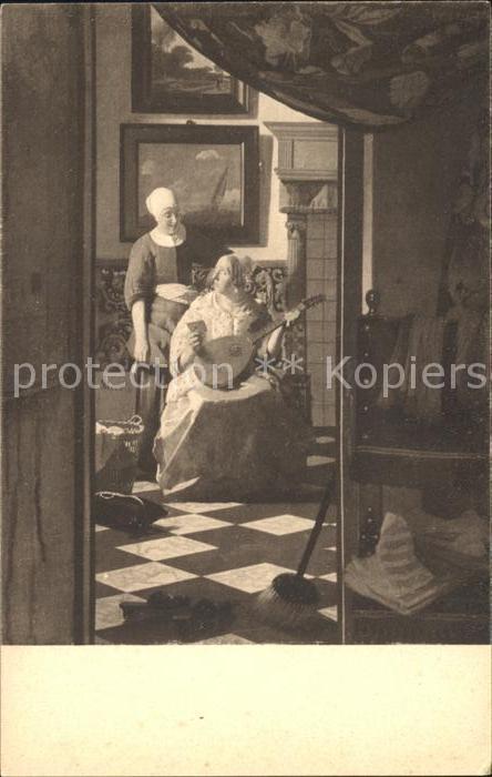 Mandoline Künstlerkarte Johannes Vermeer De Brief