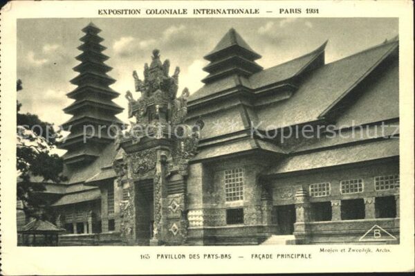Exposition Coloniale Internationale Pari Pavillon des Pays-Bas Facade Principale